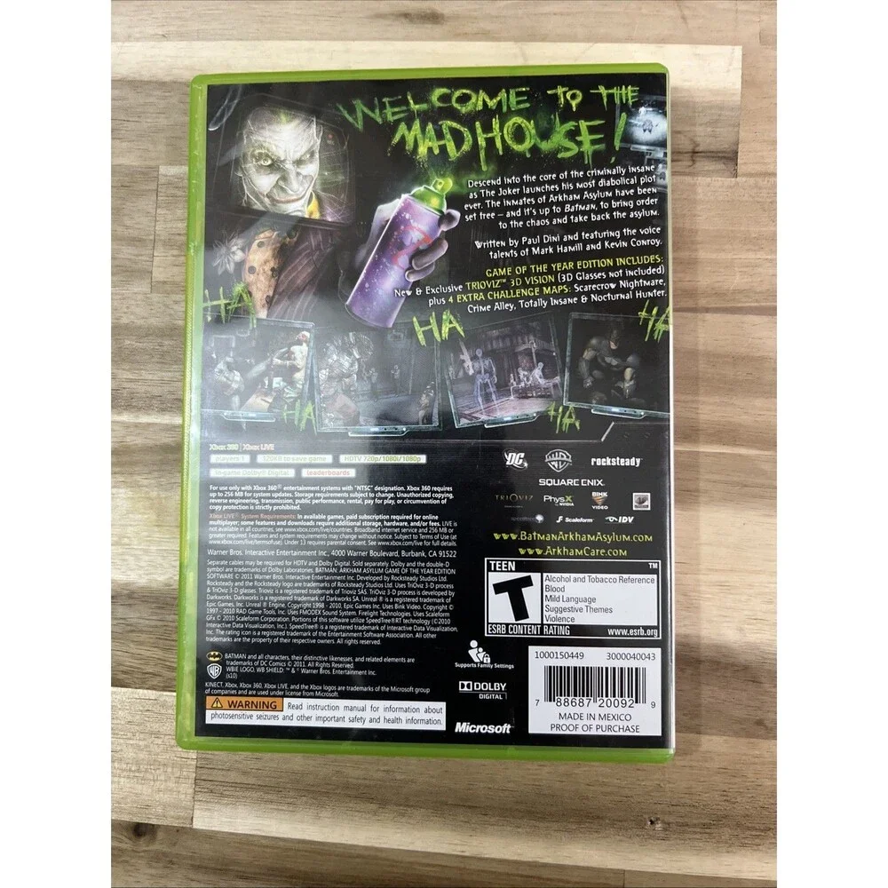 Batman: Arkham Asylum (Microsoft Xbox 360, 2010) GAME Free FAST SHIPPING - Picture 2 of 4
